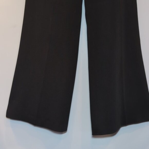 Bianca Nygard Pleated Satin Dress Pants Wide Leg High Rise Womens Size 12 Black - Picture 5 of 15